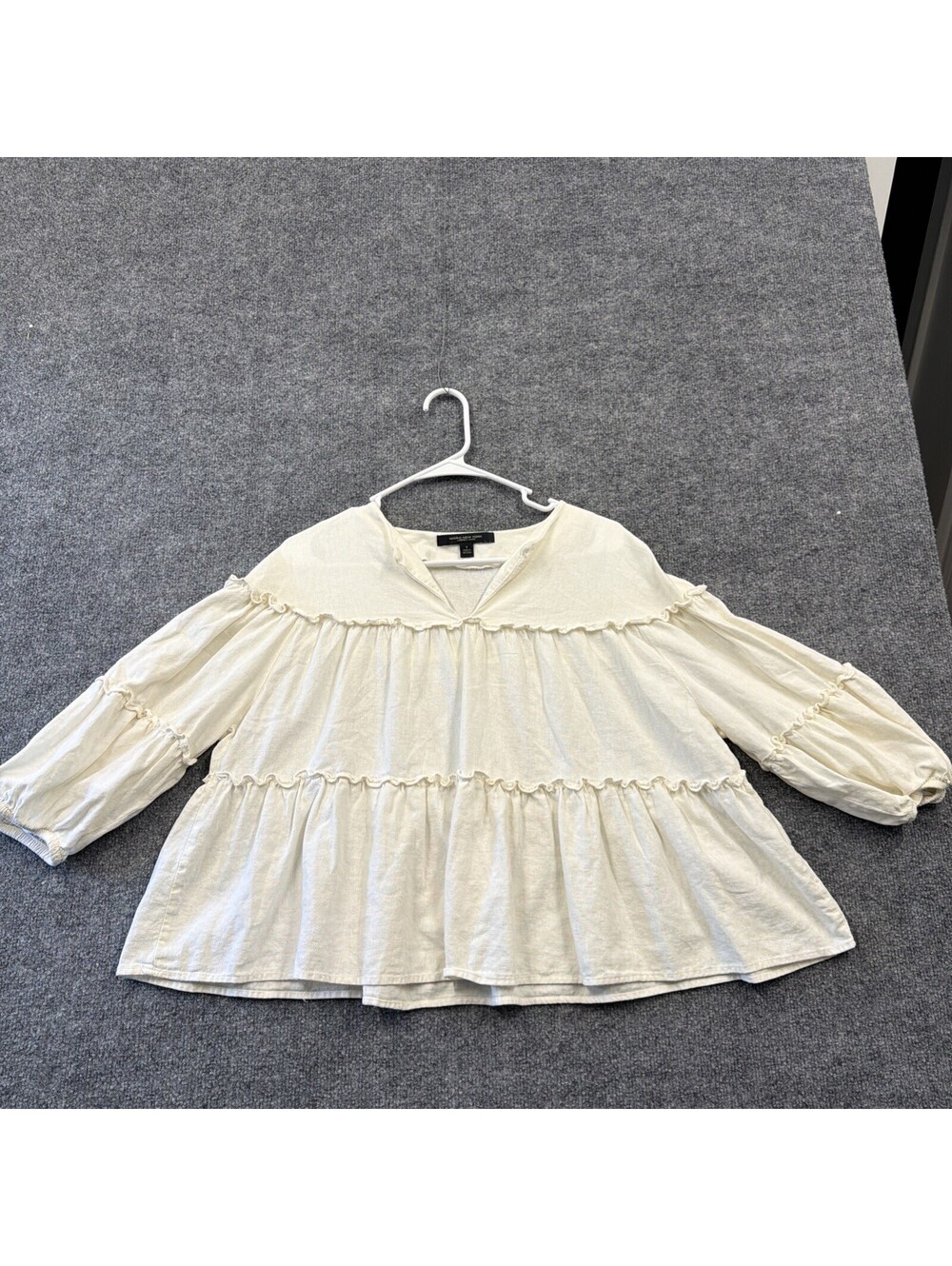 Marc New York Ivory Peplum Three Tiered Boho Peasant Festival Top Small